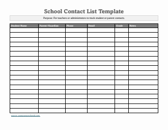 Free Printable Student Contact List Template (Word)