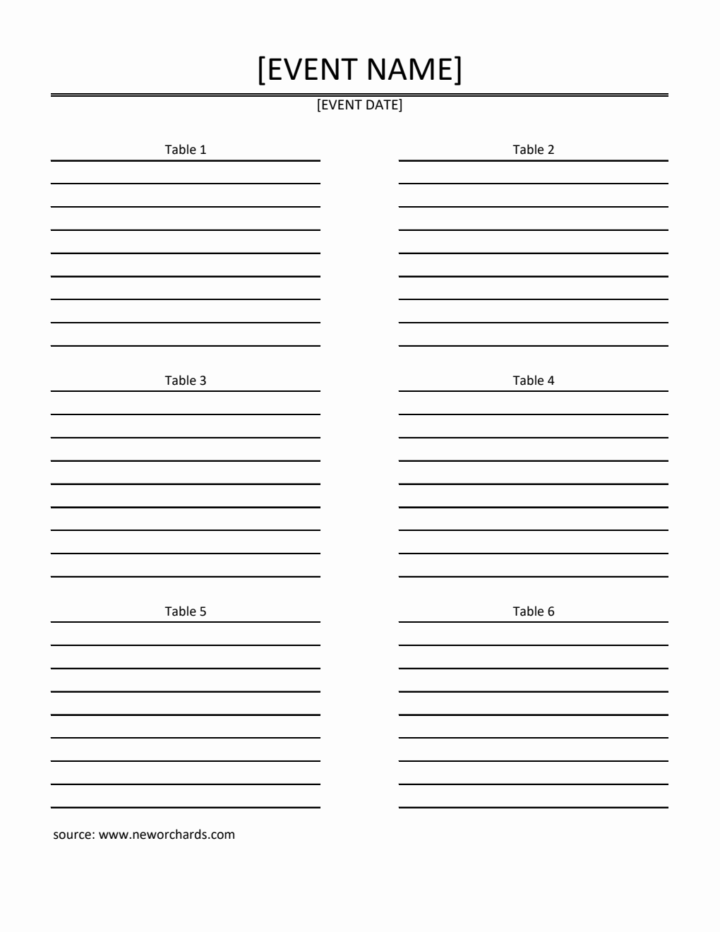 Free  Seating Chart Template in Excel