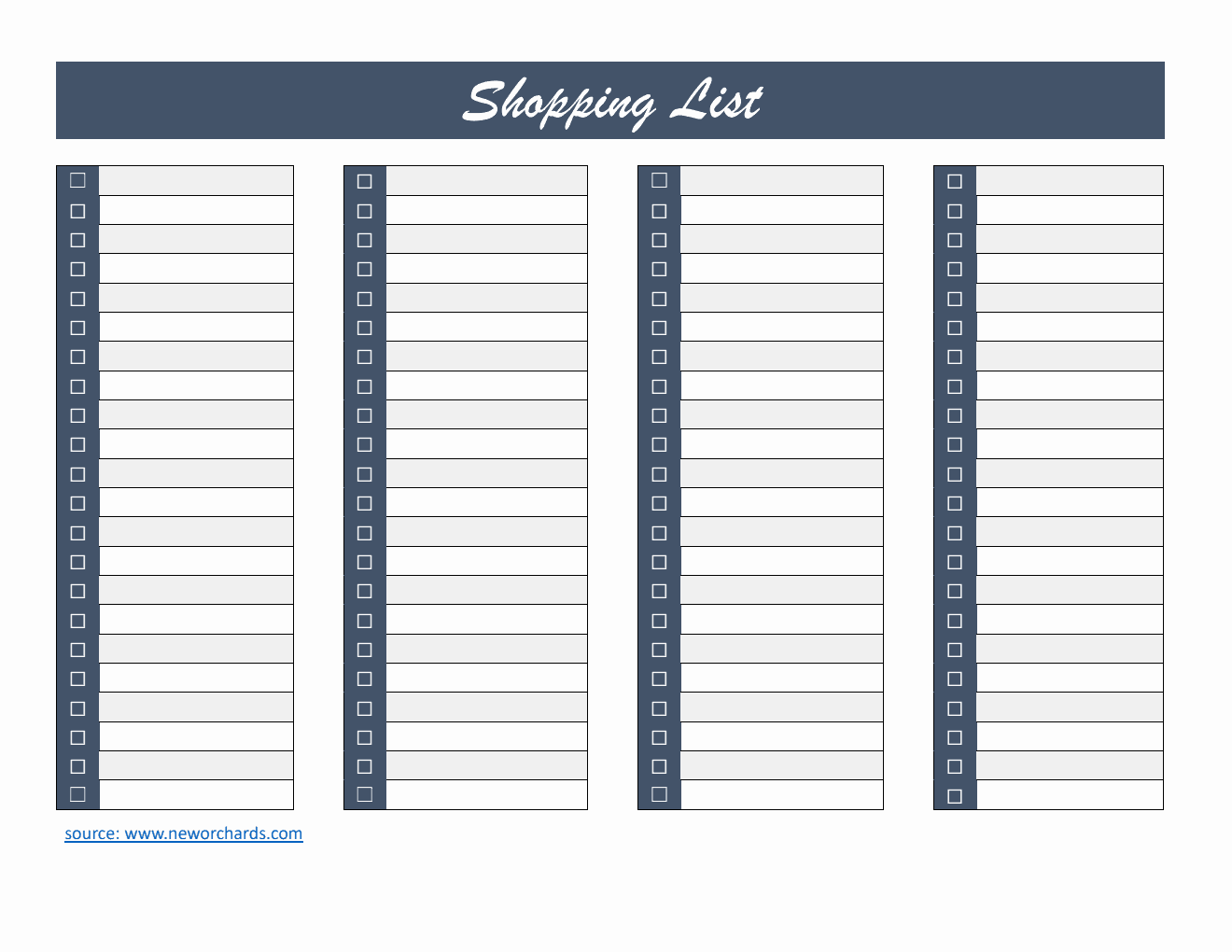 Editable Shopping List Template | Free Word Download