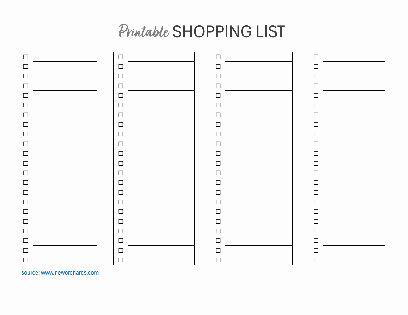 Printable Shopping List Template | Free PDF Download