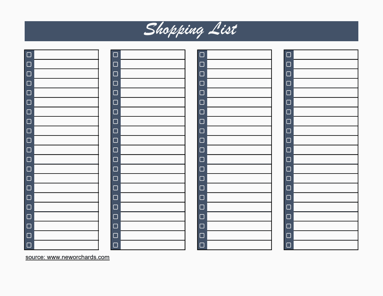 Editable Shopping List Template | Free Excel Download