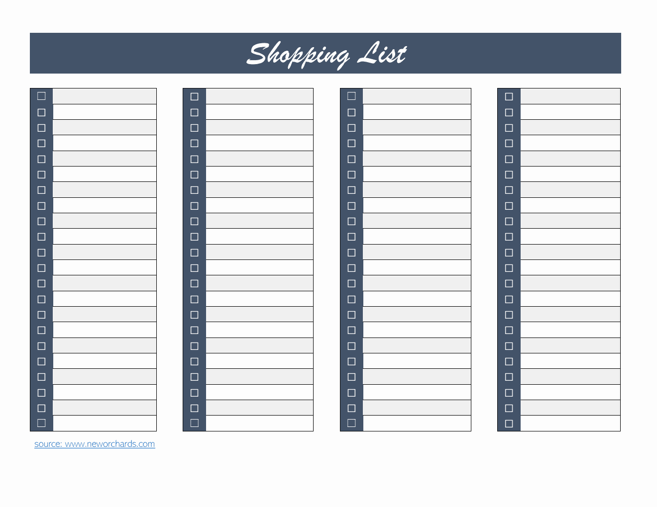 Editable Shopping List Template | Free PDF Download