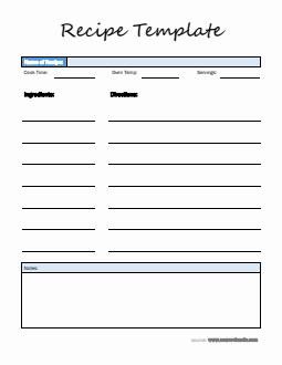 Simple Word Recipe Template
