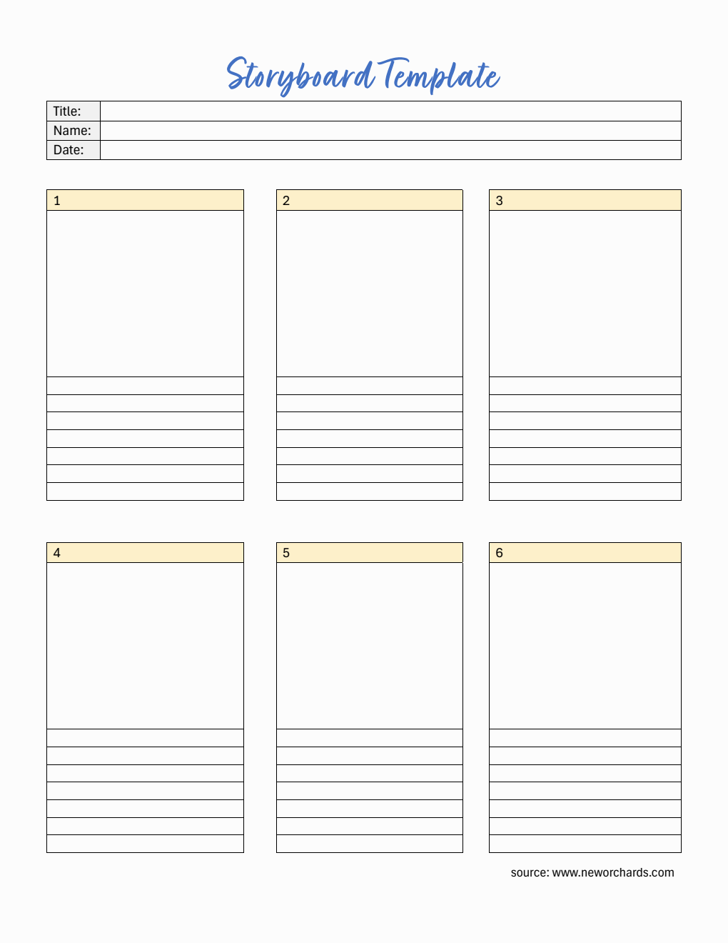 Storyboard Template Word ()