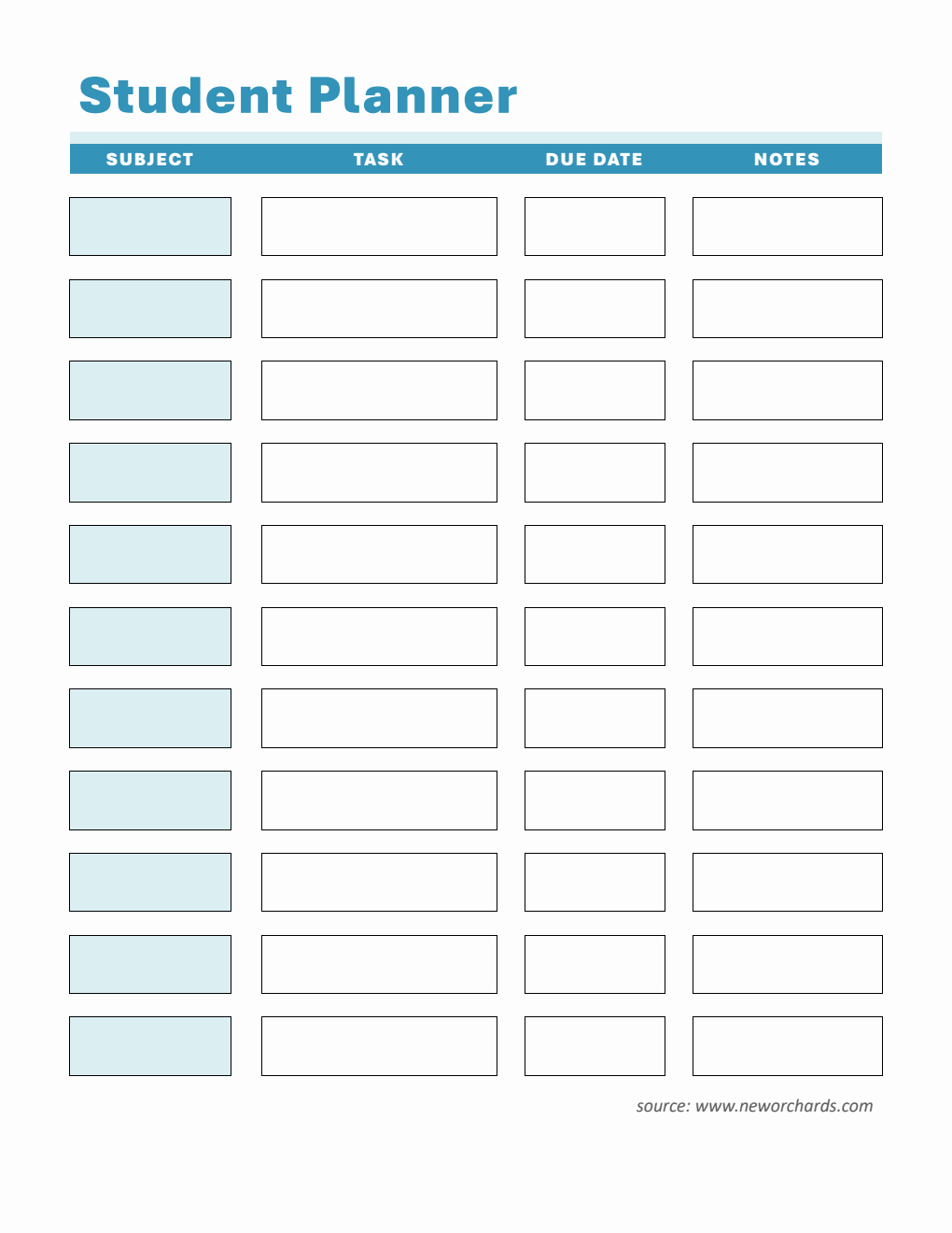 Student Planner Template - Free Word Download (Blue)