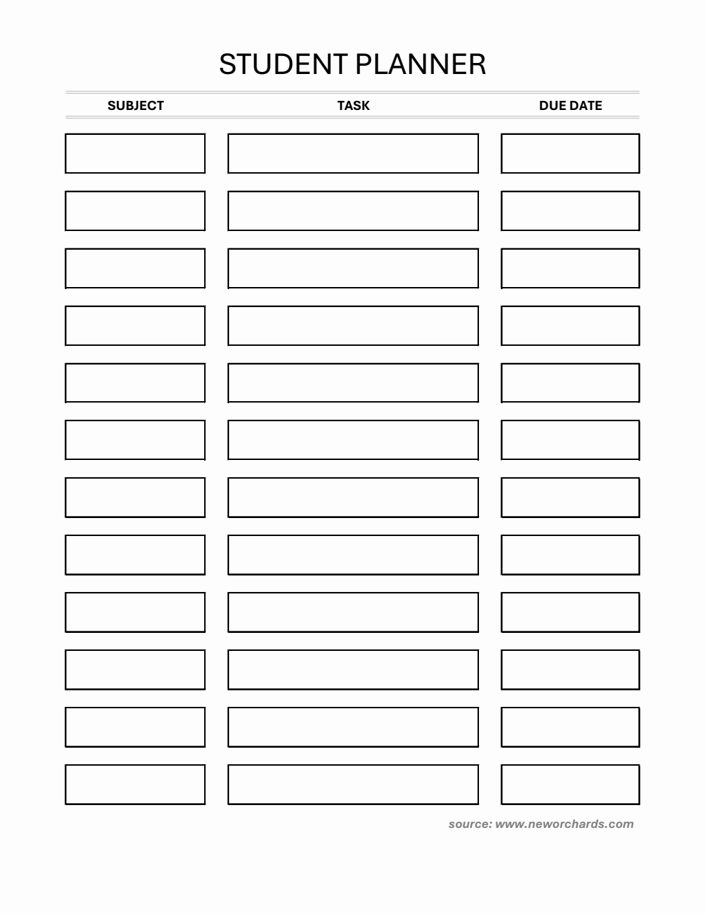 Student Planner Template - Free Excel Download (Printable)