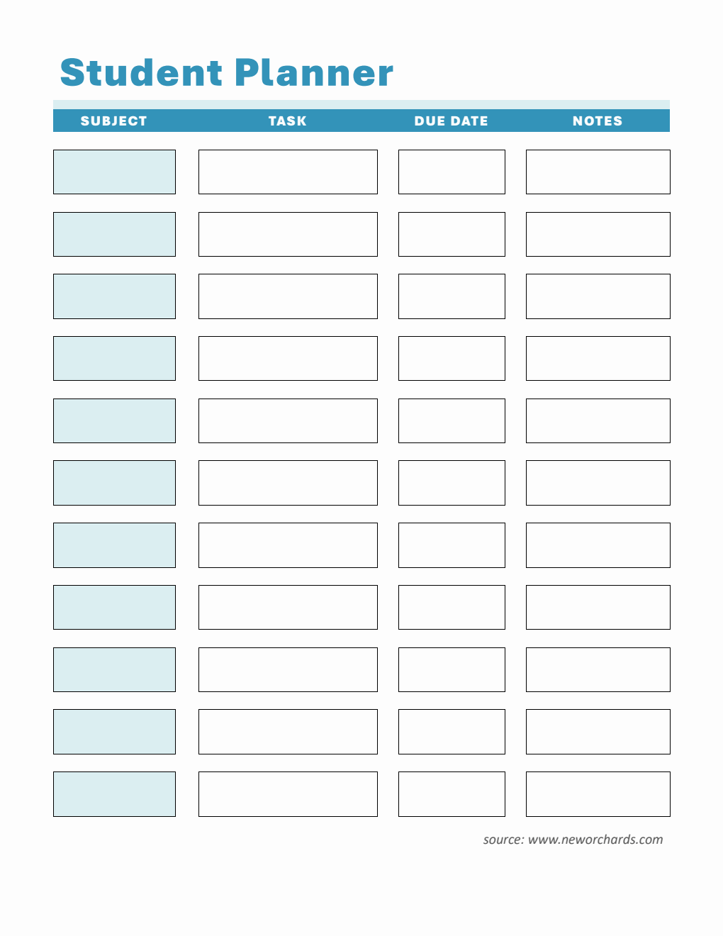 Student Planner Template - Free PDF Download (Blue)