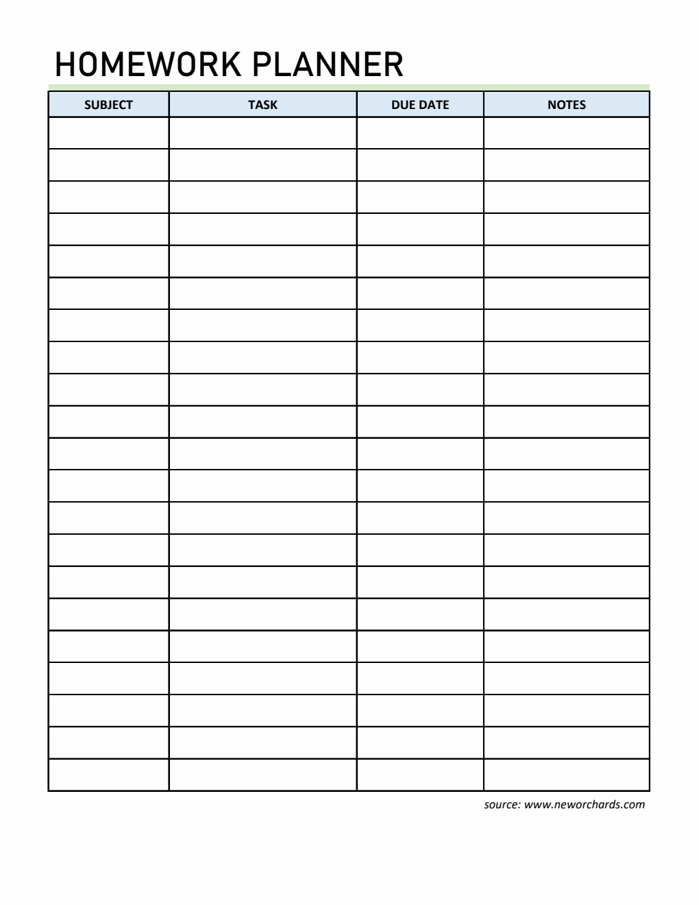 Student Planner Template - Free Excel Download (Simple)