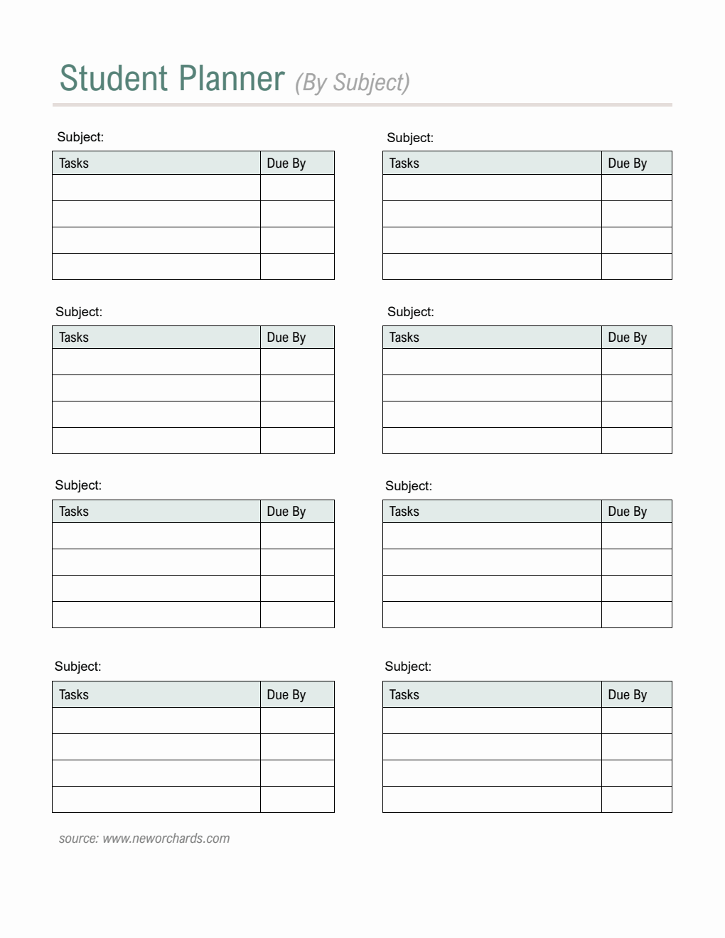 Free Student Planner Template  in PDF Format (Customizable)