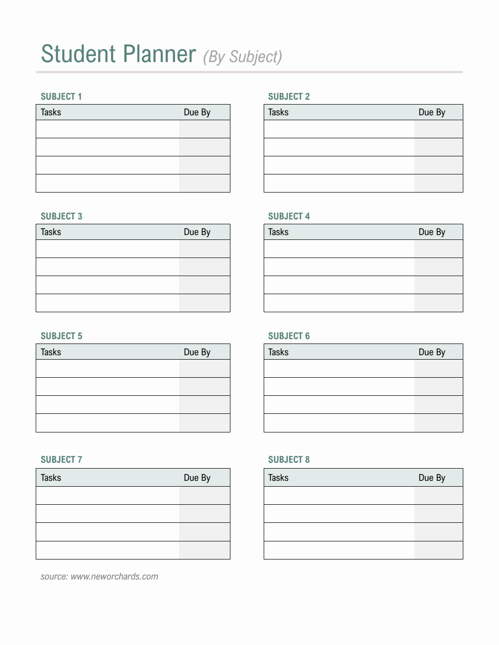 Free Student Planner Template  in Word Format (Customizable)