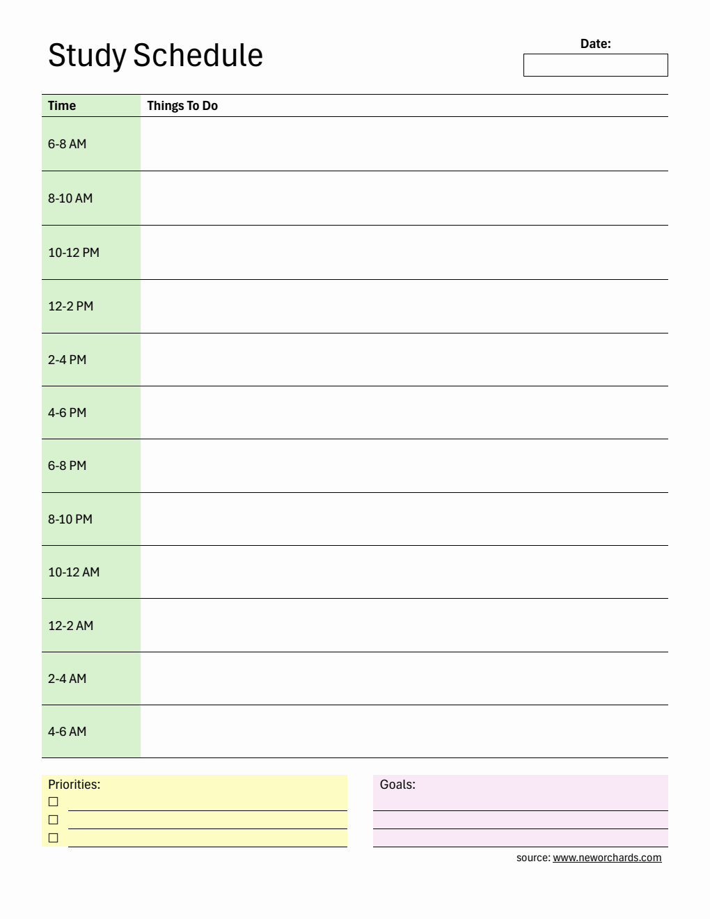Free  Study Planner in PDF