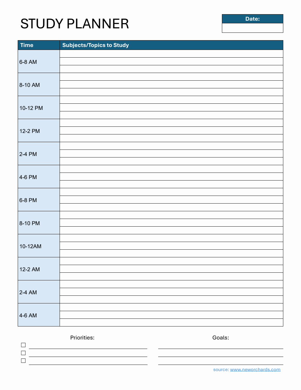 Free Editable Study Planner in PDF