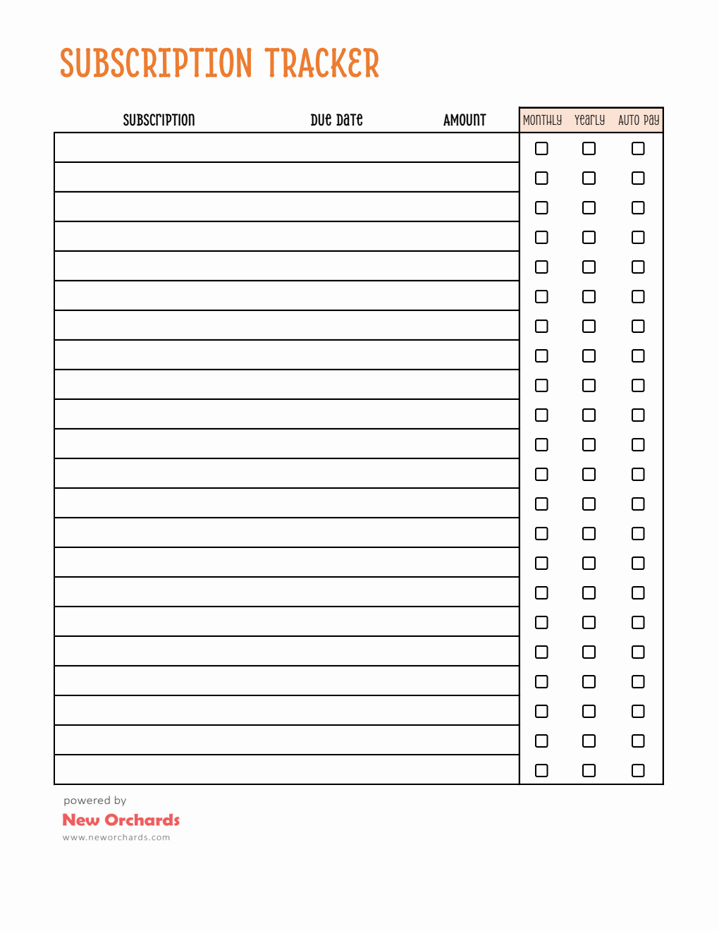 Free Basic Subscription Tracker Template — Excel