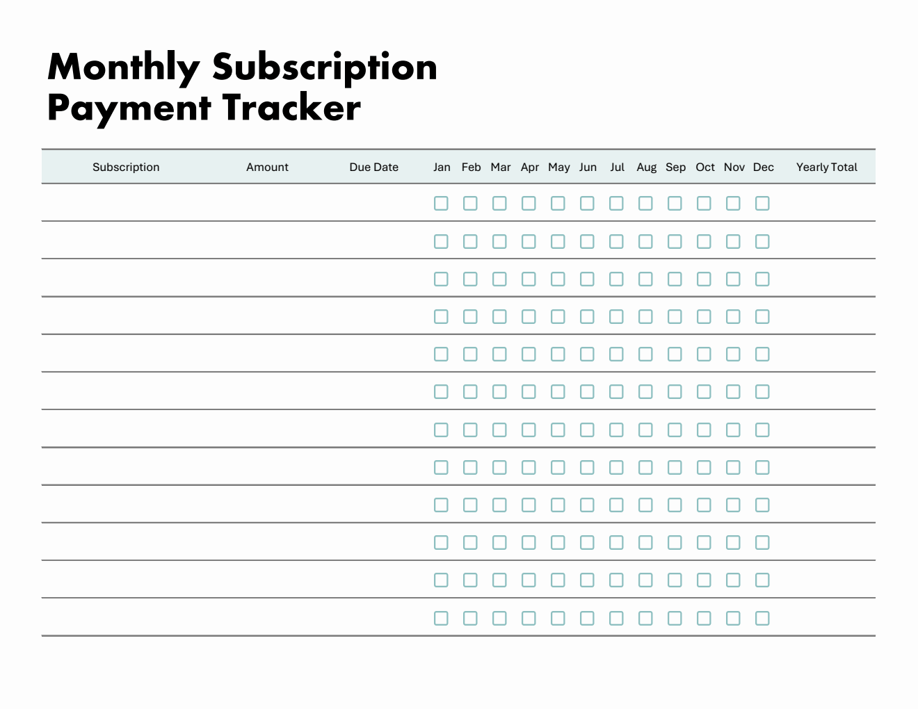 Free Customizable Subscription Tracker Template — Excel