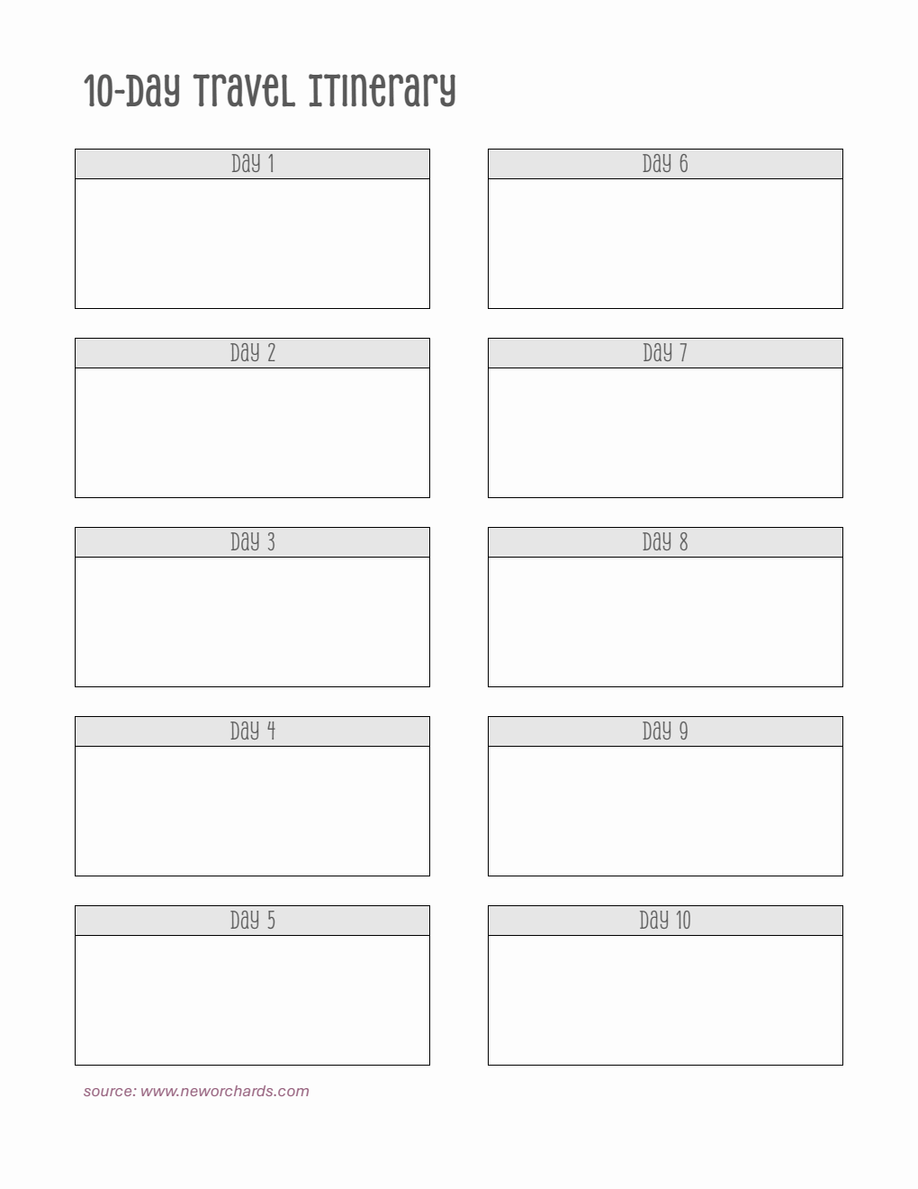 Free Editable Itinerary Template -  Download in PDF