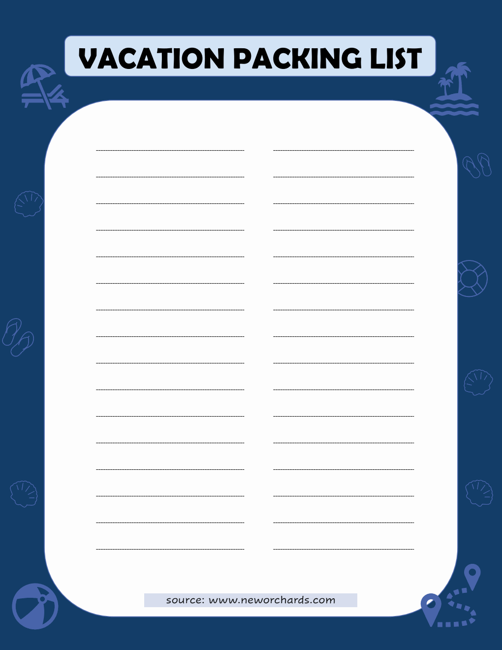 Customizable Travel Packing Checklist PDF