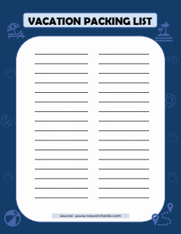 Customizable Travel Packing Checklist Word