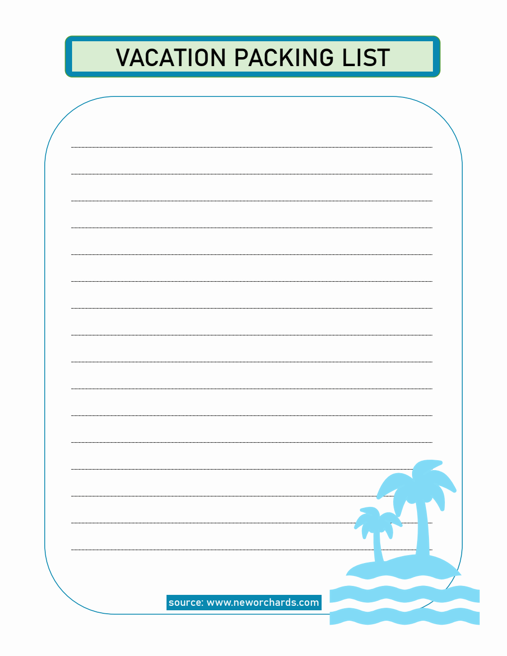 Printable Vacation Checklist Template - Free PDF Download