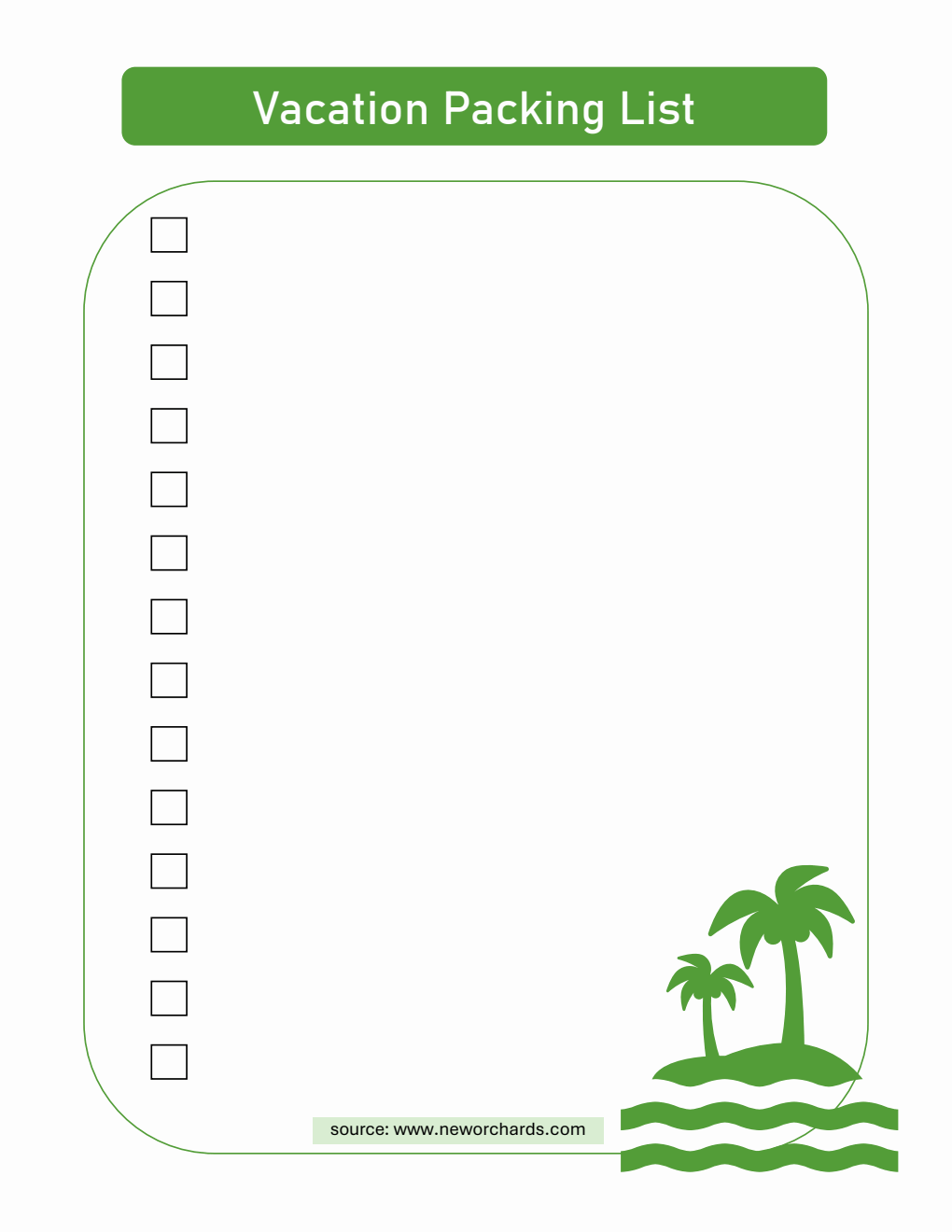  Vacation Checklist Template - Free PDF Download