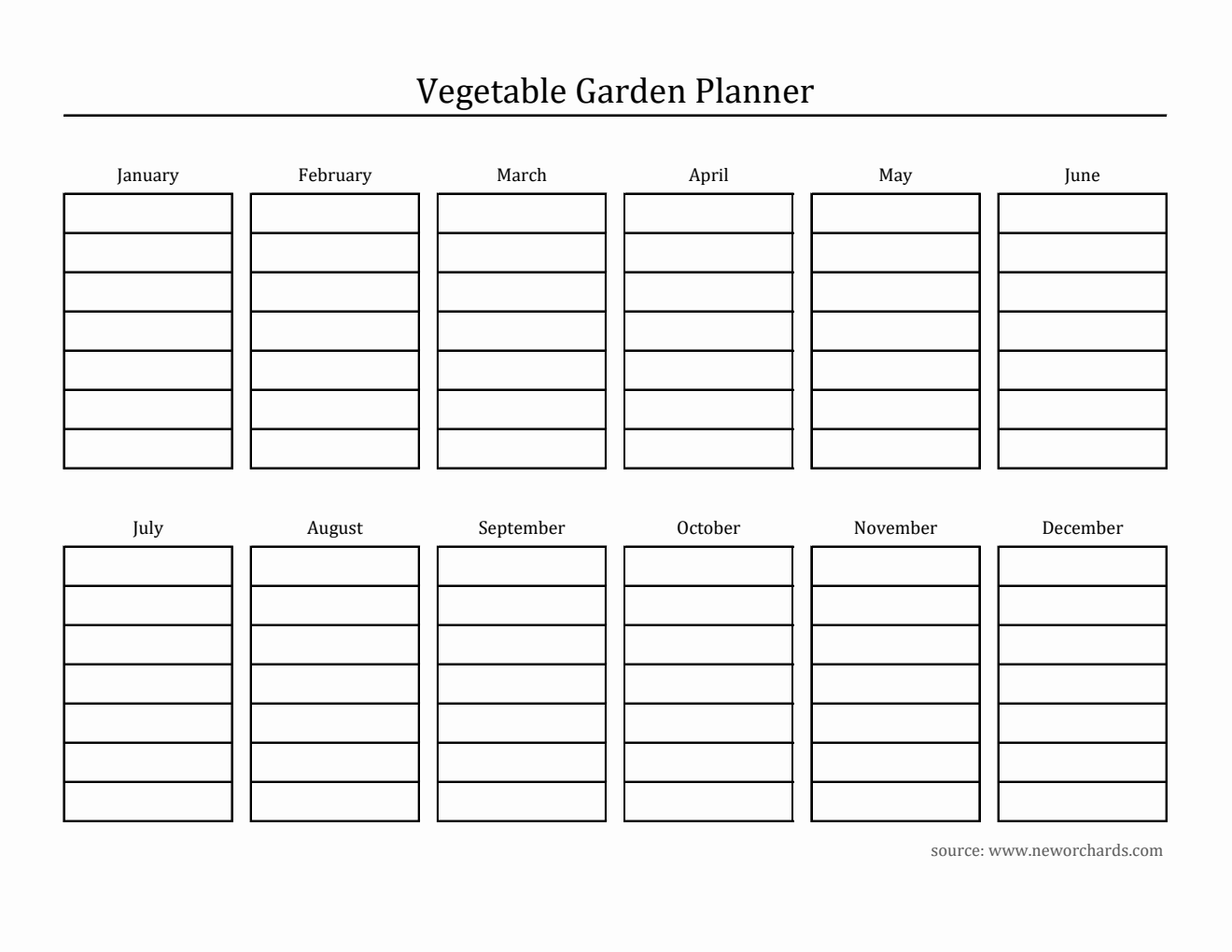 Free Printable Vegetable Garden Planner in Excel