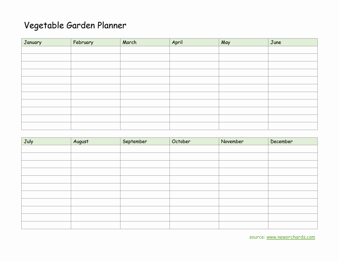 Free  Vegetable Garden Planner in PDF