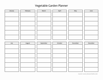 Free Blank Vegetable Garden Planner in Word