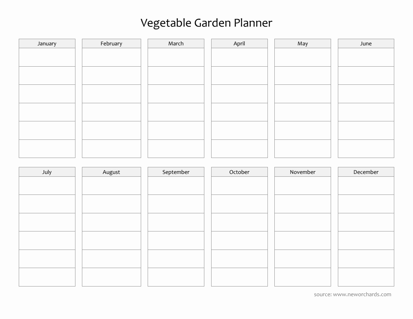 Free Blank Vegetable Garden Planner in PDF