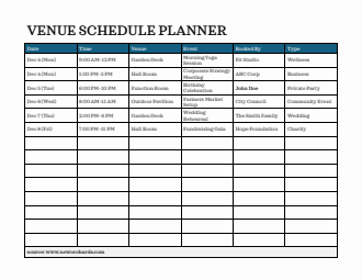 Venue Schedule Template - Free to Customize in Word