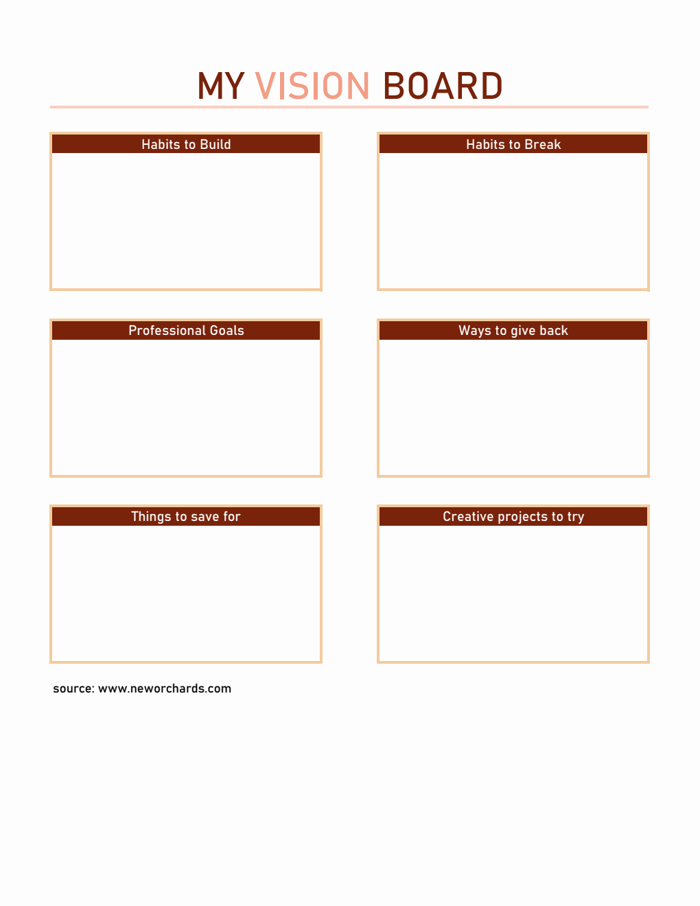 Customizable Vision Board Planner | Free Excel Download