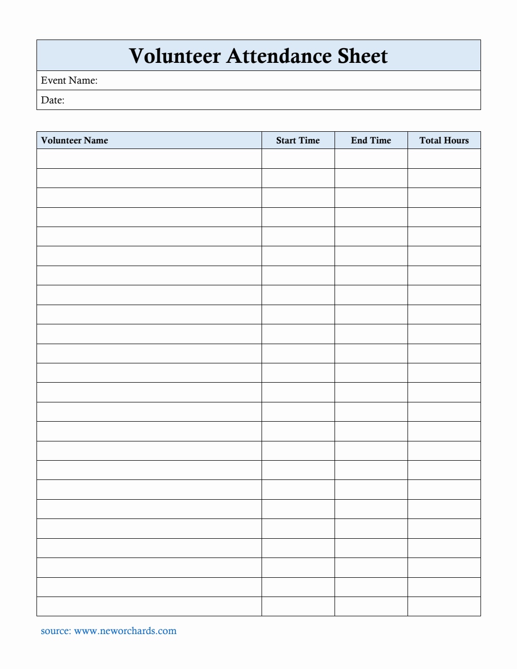  Volunteer Attendance Sheet in Word