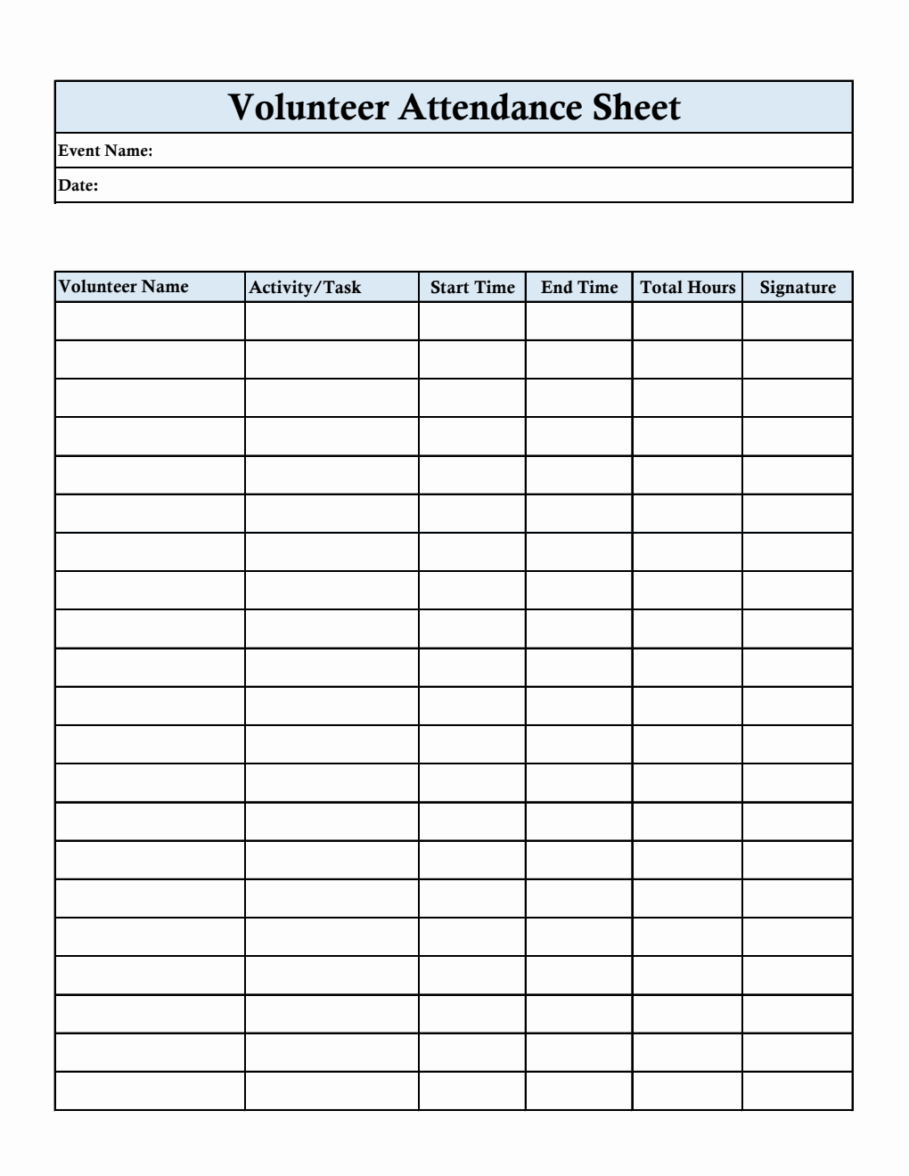  Volunteer Attendance Sheet in Excel