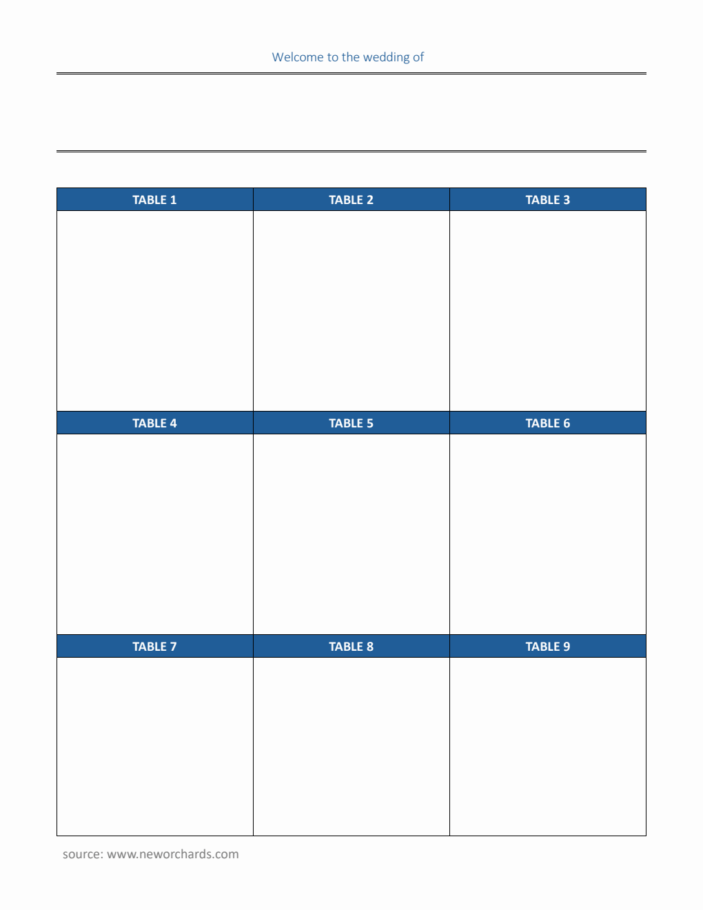 Editable Wedding Seating Chart Template | Free PDF Download