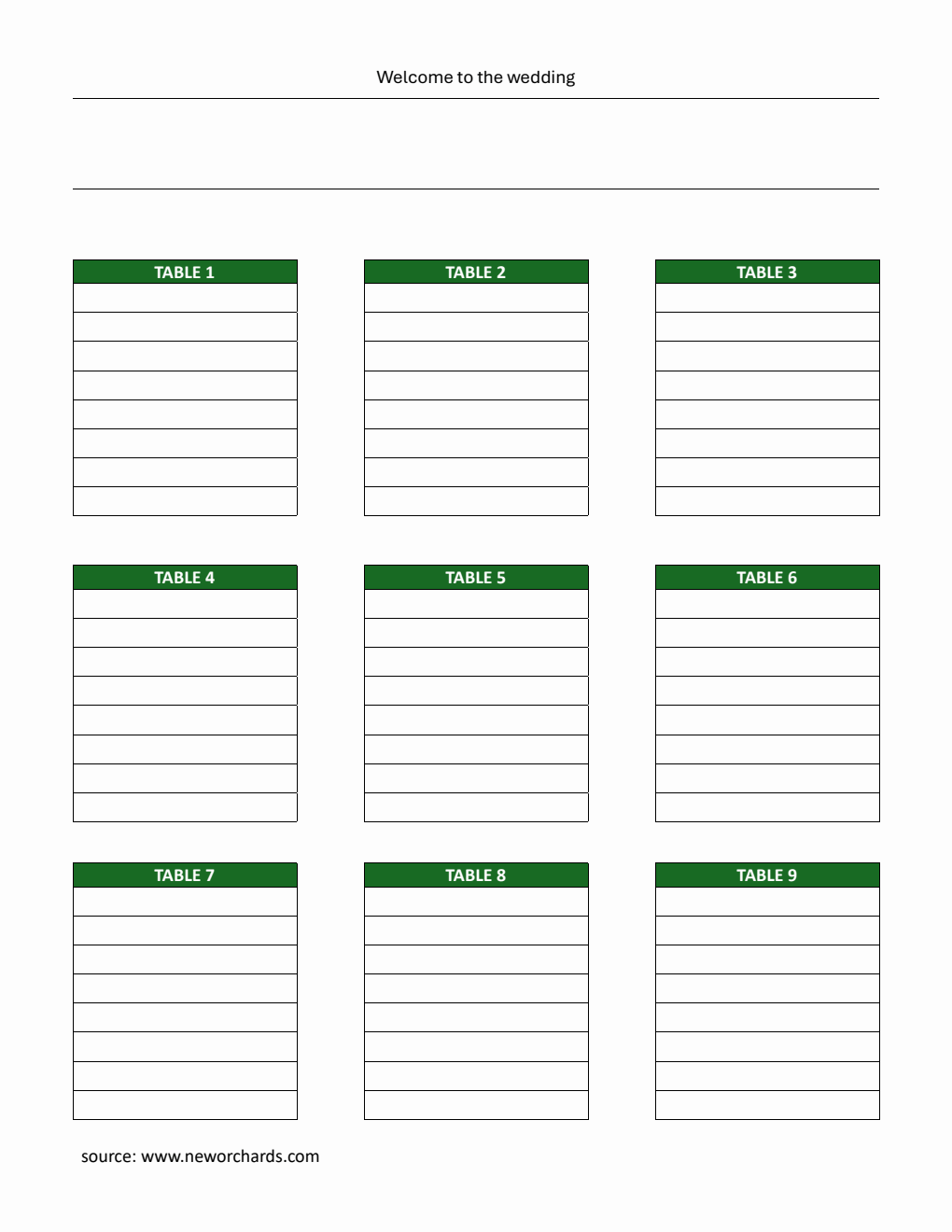 Customizable Wedding Seating Chart Template | Free PDF Download