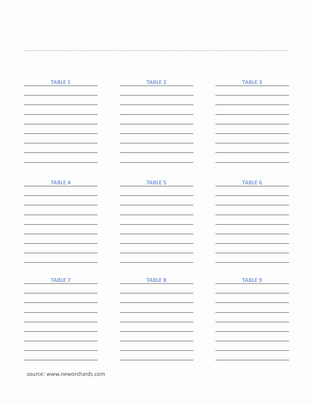  Wedding Seating Chart Template | Free PDF Download