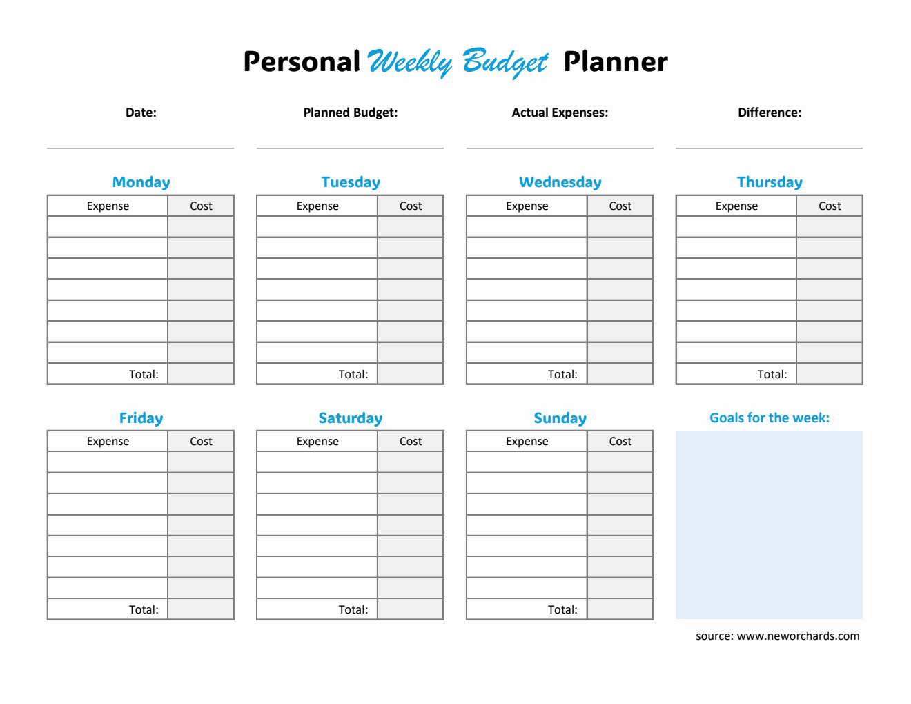  Excel Weekly Budget Spreadsheet – Smart Expense Tracker with Auto-Calculations