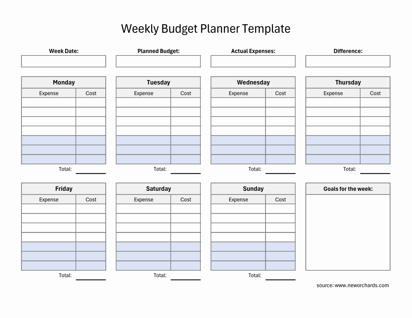 Striped Excel Weekly Budget Spreadsheet – Smart Expense Tracker with Auto-Calculations