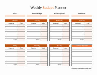 Free Blank Weekly Budget Planner in Word