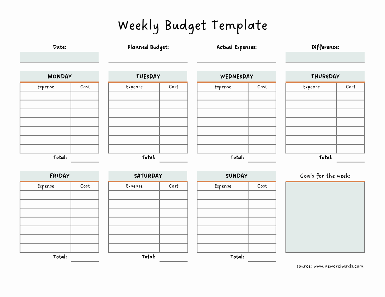 Fillable Excel Weekly Budget Planner Template – Automated Expense Tracking & Budget Management