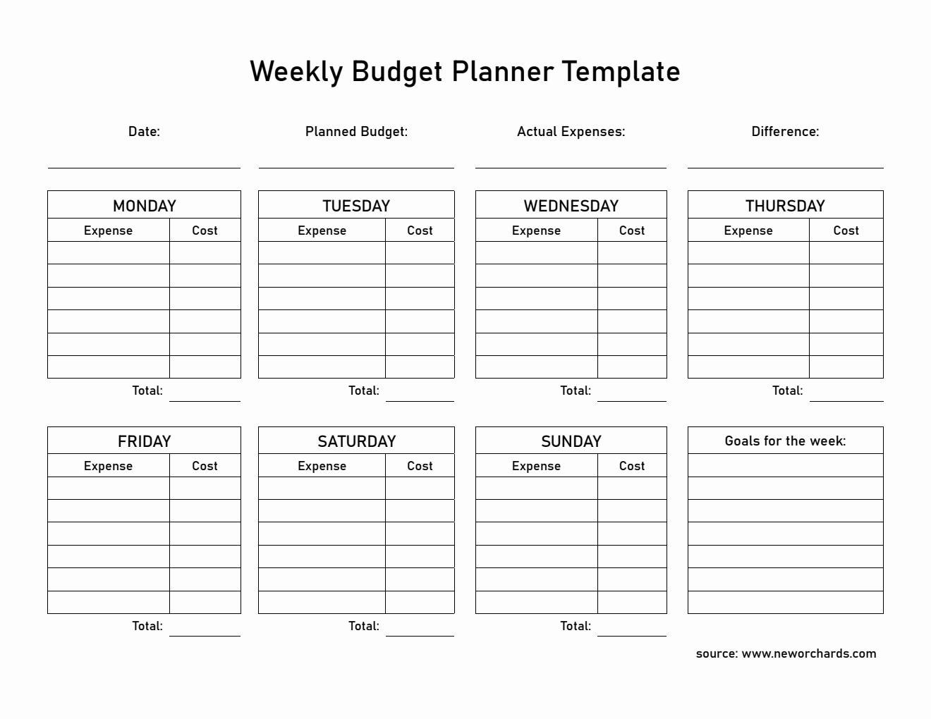 Printable Weekly Budget Template PDF - Track Expenses & Manage Your Finances