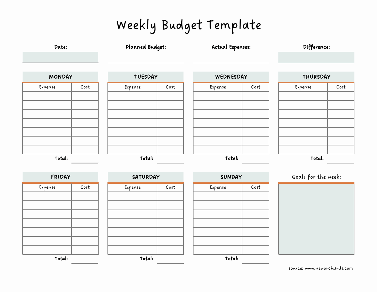 Fillable Weekly Budget Template PDF - Track Expenses & Manage Your Finances