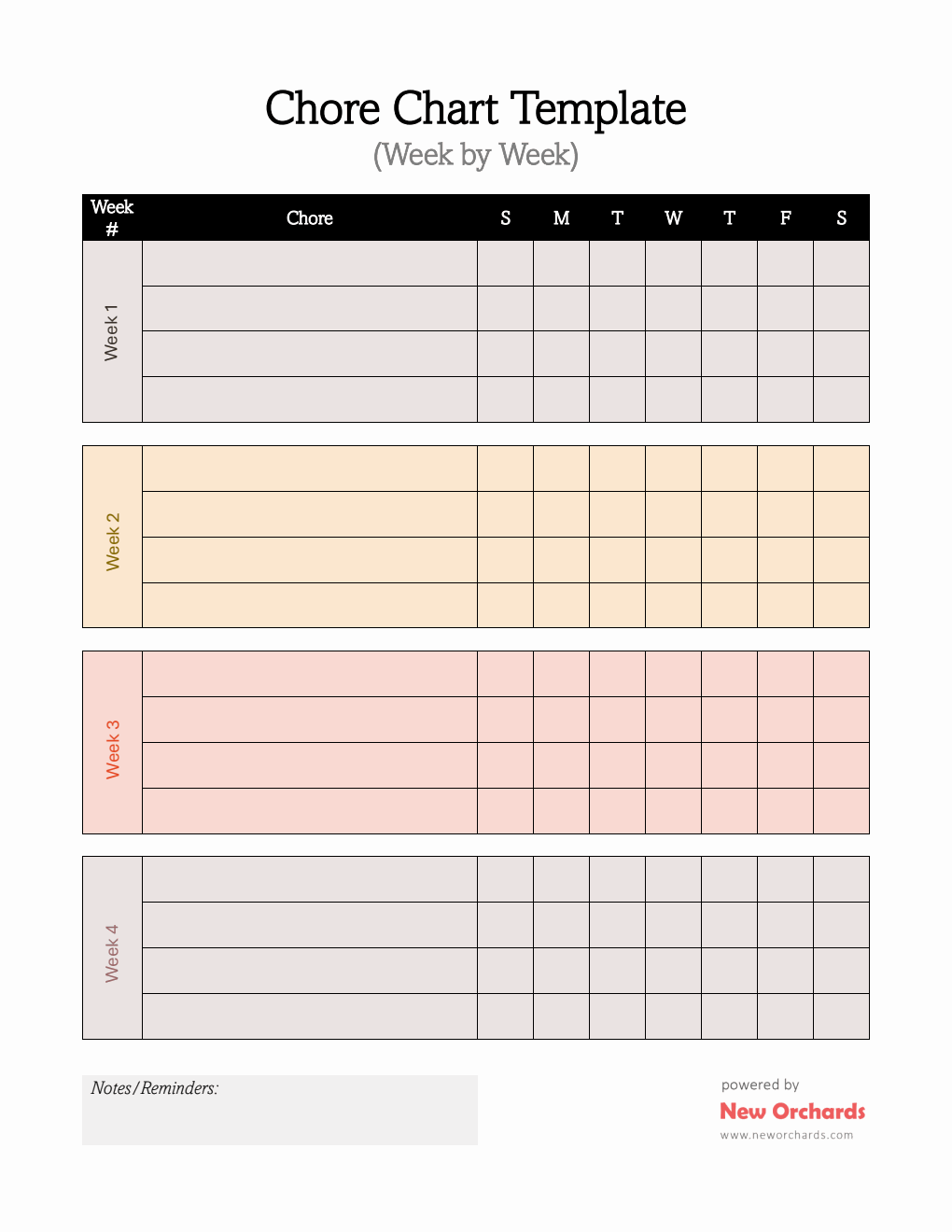 Customizable Chore Chart Template | Free Printable in PDF