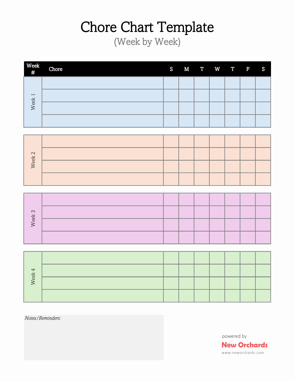 Customizable Chore Chart Template | Free Printable in Excel