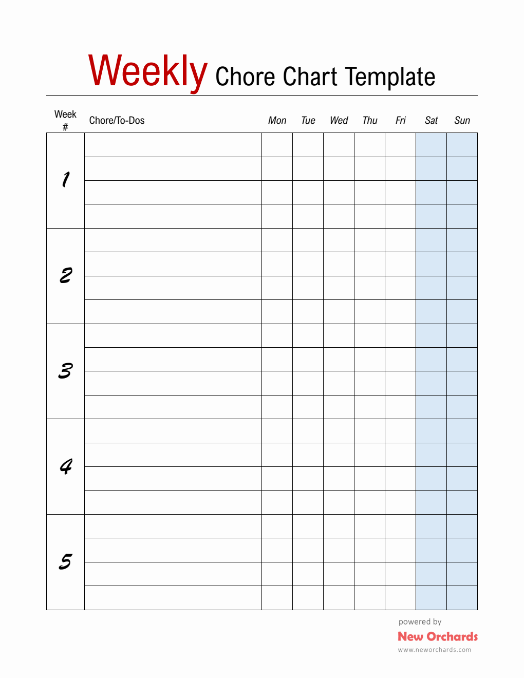 Diy Chore Chart Template | Free Printable in PDF