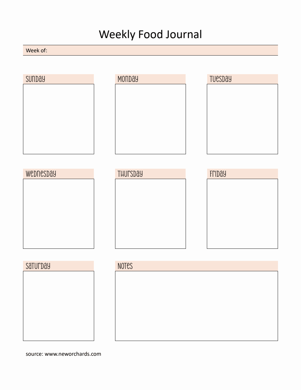  Weekly Food Journal Template |  Free PDF Download