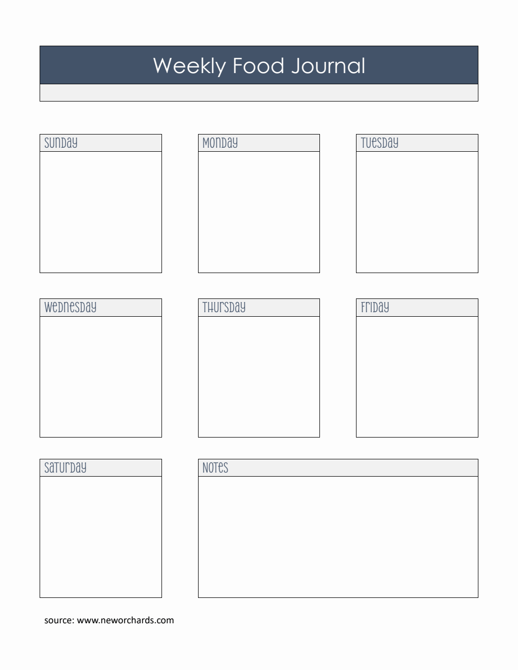 Editable Weekly Food Journal Template |  Free PDF Download