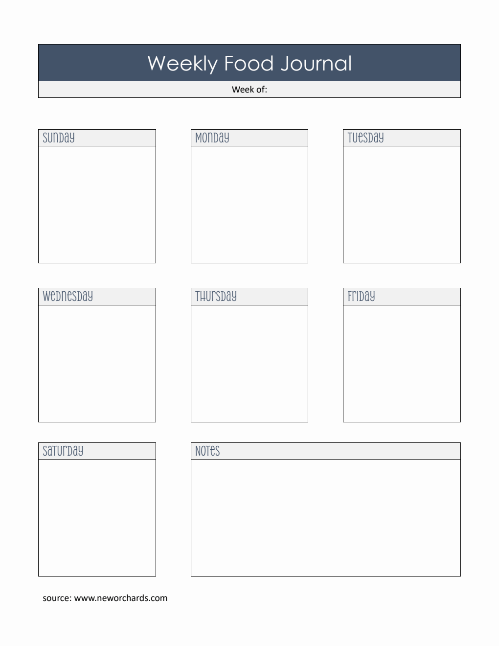 Editable Weekly Food Journal Template |  Free Word Download