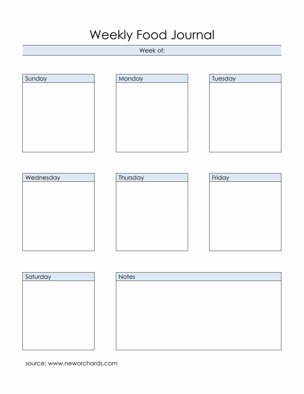 Customizable Weekly Food Journal Template |  Free PDF Download