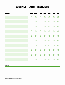 Free Customizable Weekly Habit Tracker (Word)