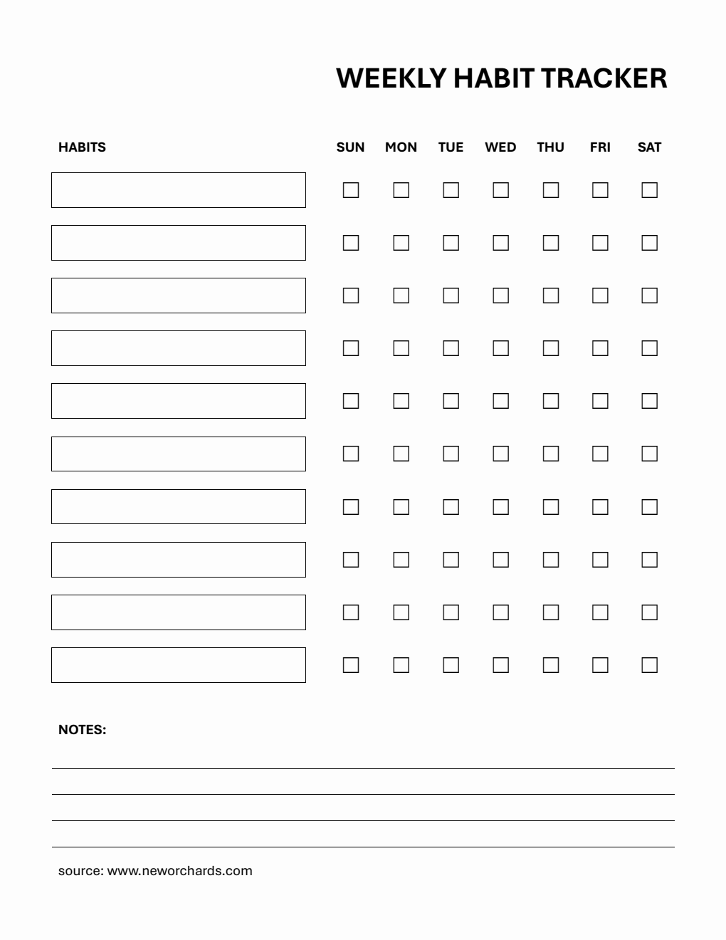 Free Printable Weekly Habit Tracker (PDF)