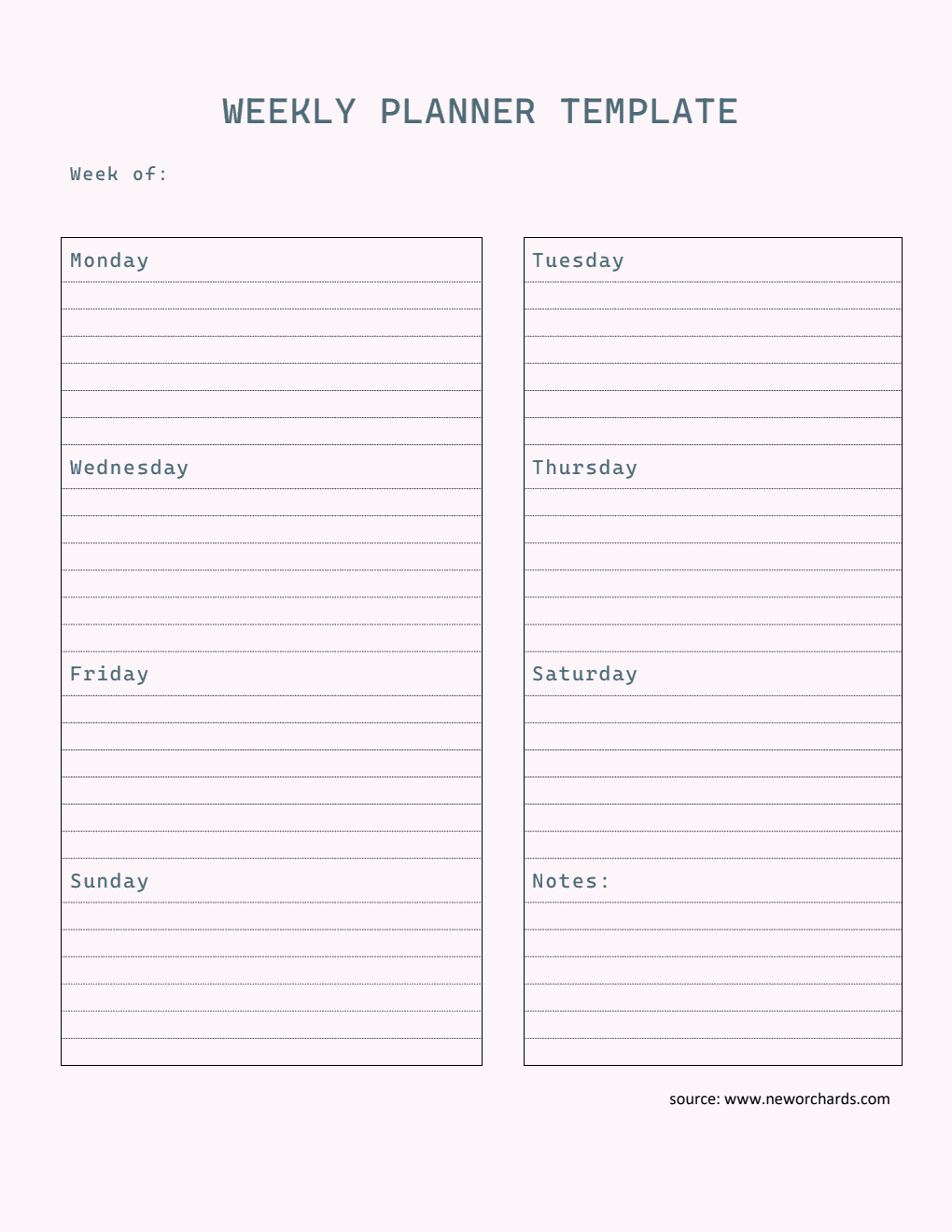 Free  Weekly Planner Template (Word)